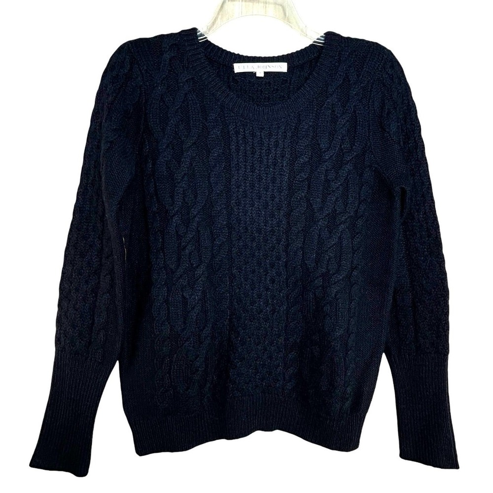 Ulla Johnson Sweater with Elbow‎ Patches SZ S Navy Alpaca Dark Academia Preppy